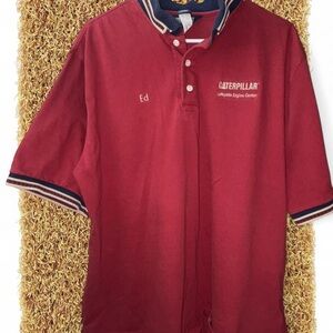 Caterpillar Burgundy Polo with Navy Trim
